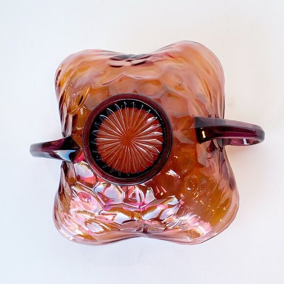 Fenton Amethyst Glass Candy Dish Carnival Antique Honeycomb & Clover Bon Bon 6" - Picture 4 of 10